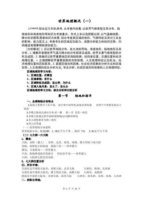 世界地理概况——地形+区域定位