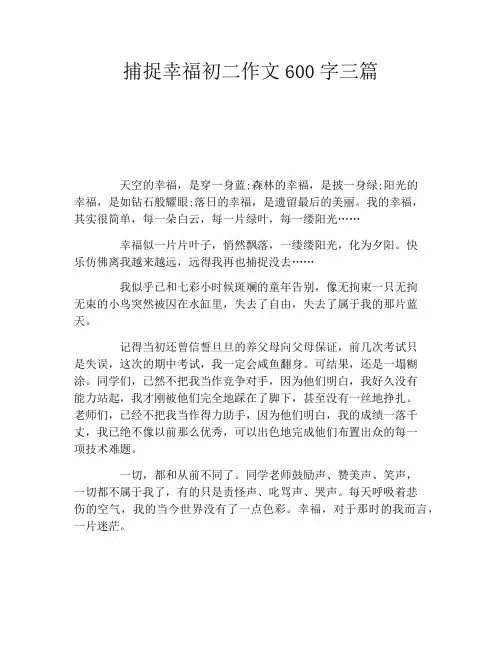 捕捉幸福初二作文600字三篇