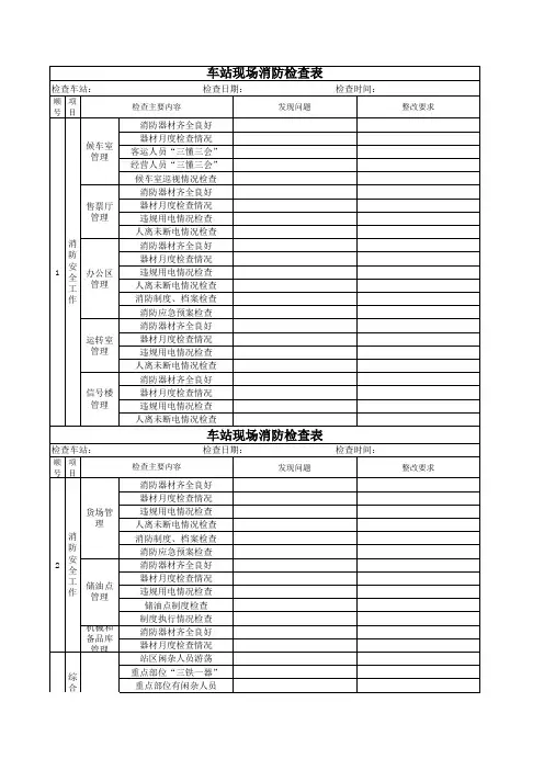 车站现场消防检查表