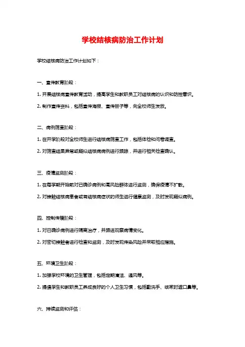 学校结核病防治工作计划