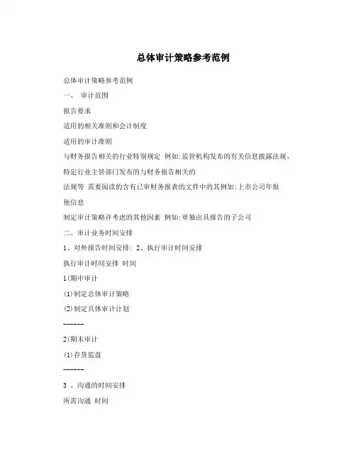 总体审计策略参考范例 