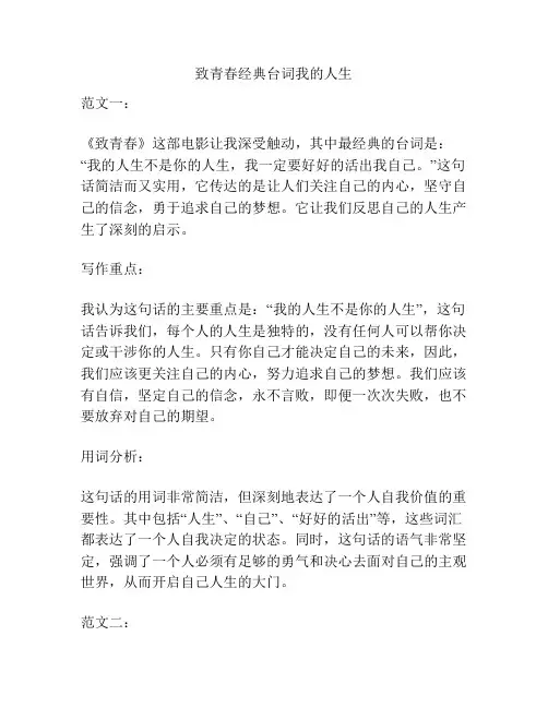 致青春经典台词我的人生