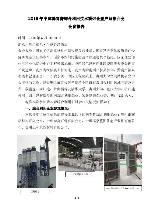 2018年全国磷石膏综合利用研讨会报告