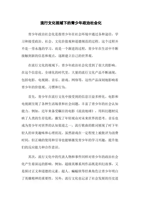 流行文化视域下的青少年政治社会化