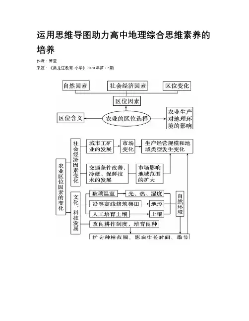 运用思维导图助力高中地理综合思维素养的培养
