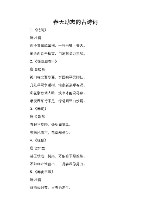 春天励志的古诗词