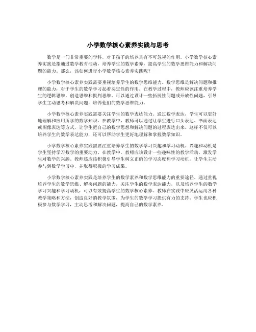 小学数学核心素养实践与思考