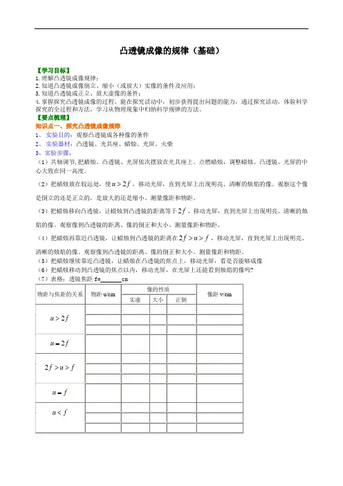 凸透镜成像的规律 知识讲解(基础)