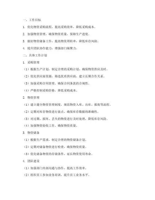 物资管理员工作计划