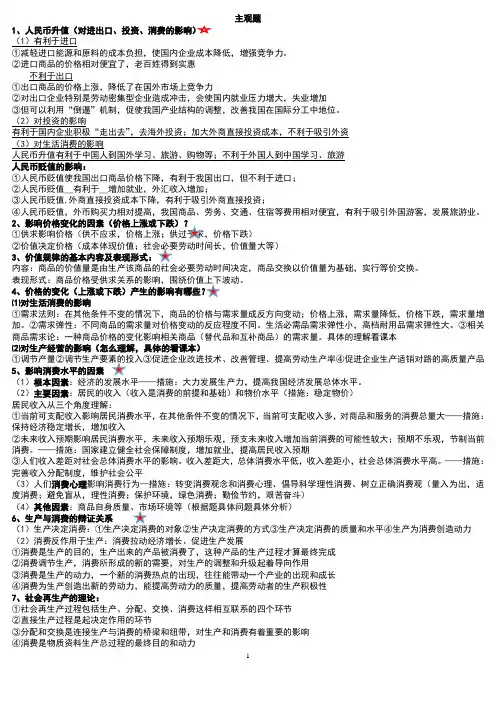 经济生活期末主观题30道
