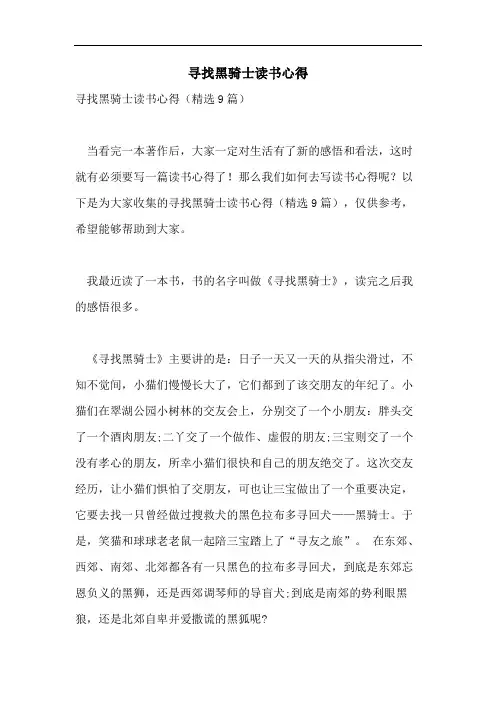寻找黑骑士读书心得