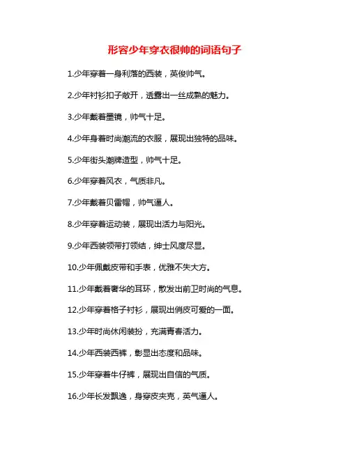 形容少年穿衣很帅的词语句子