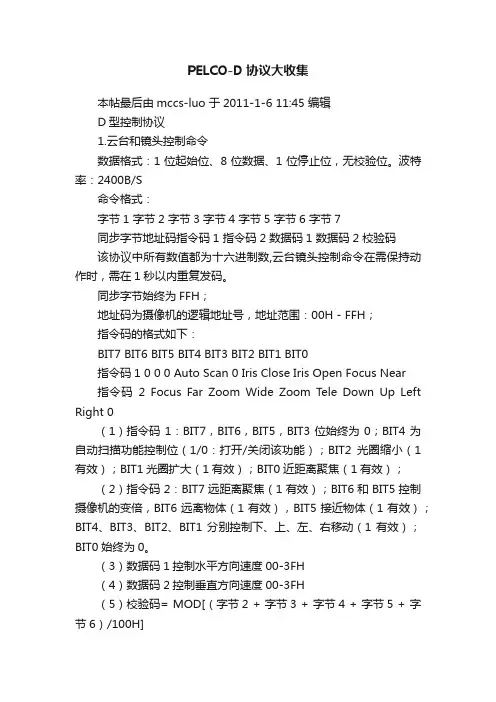 PELCO-D协议大收集
