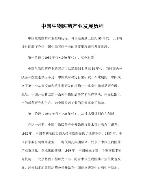 中国生物医药产业发展历程