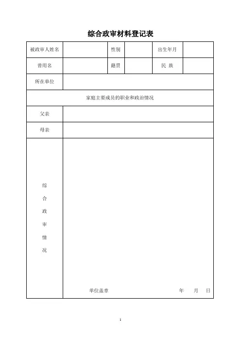 综合政审材料登记表