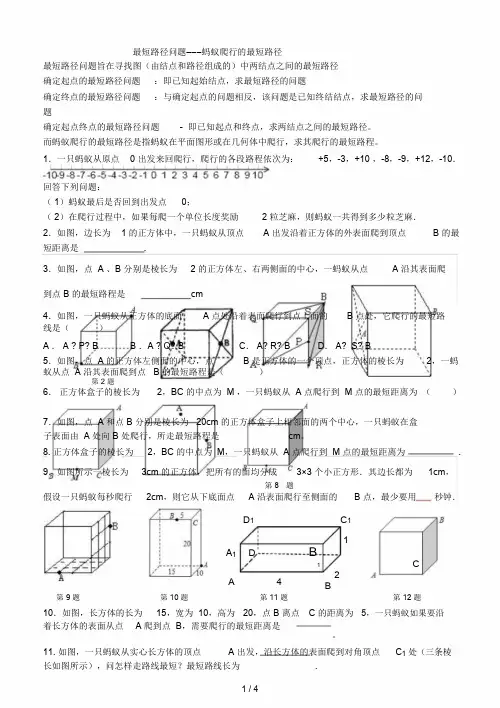 【推荐】最短路径问题―――蚂蚁爬行的最短路径