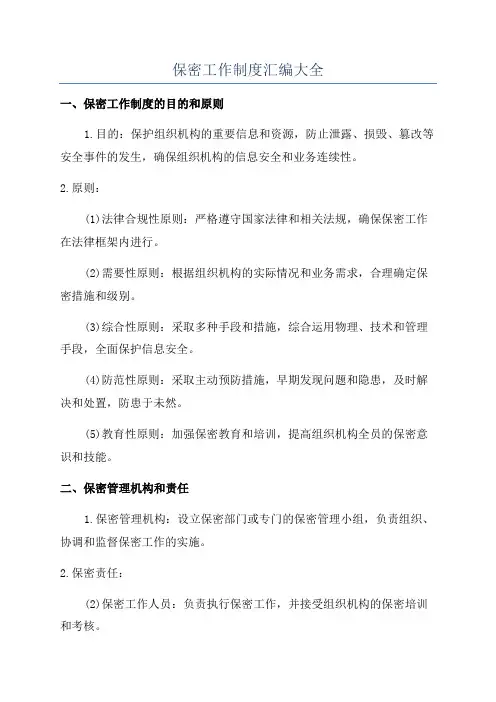 保密工作制度汇编大全