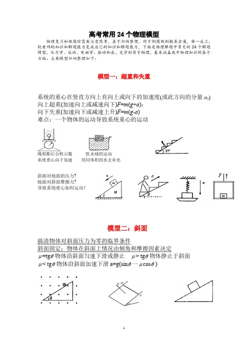高考常用24个物理模型【高考必备】