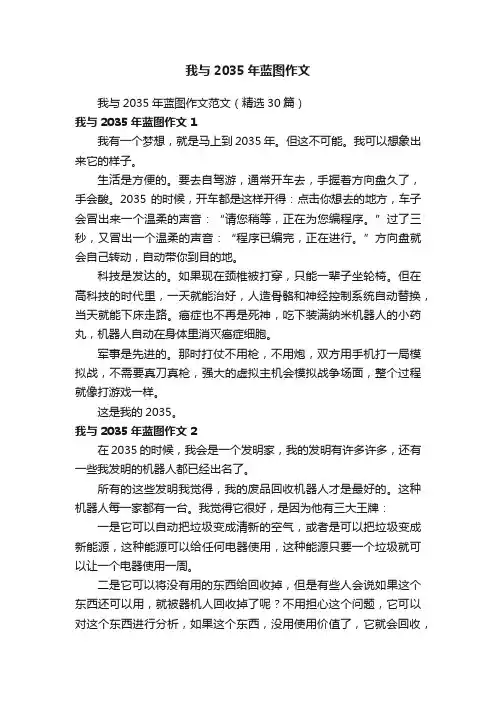 我与2035年蓝图作文范文（精选30篇）