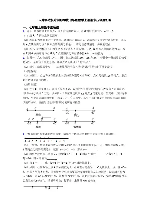 天津泰达枫叶国际学校七年级数学上册期末压轴题汇编