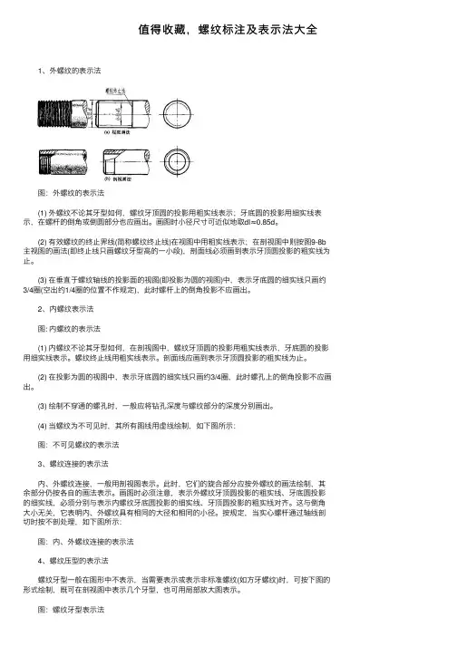 值得收藏，螺纹标注及表示法大全