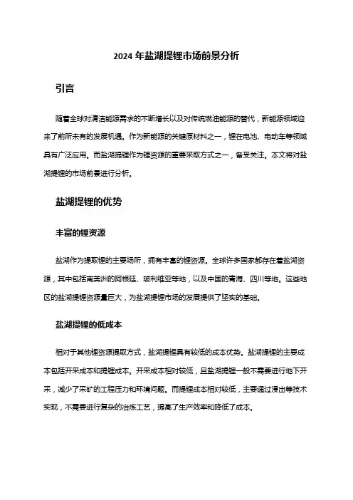 2024年盐湖提锂市场前景分析