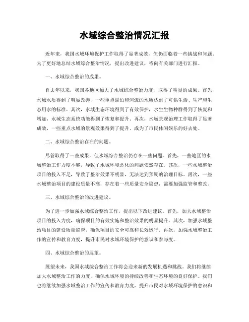 水域综合整治情况汇报