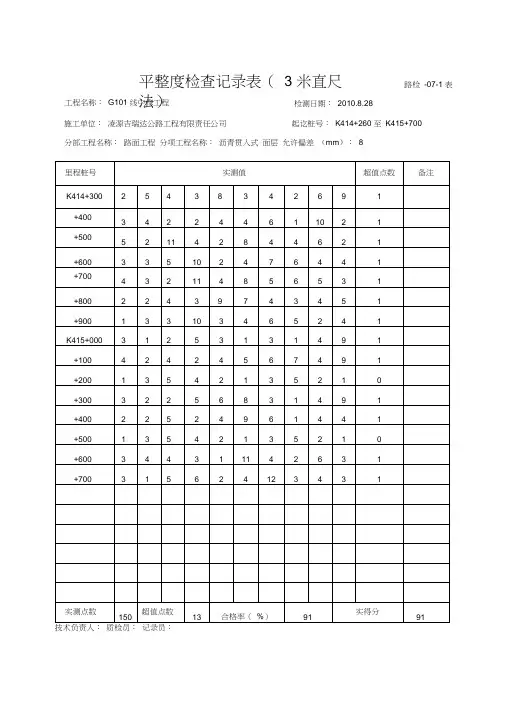 平整度检查记录表