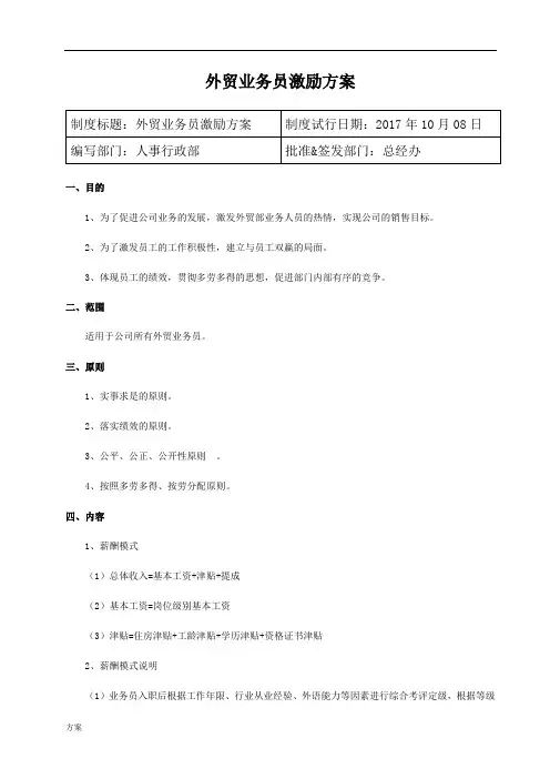 外贸业务员激励的解决方案(改)---副本.doc