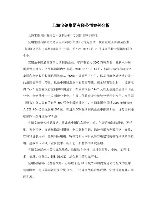 上海宝钢集团有限公司案例分析