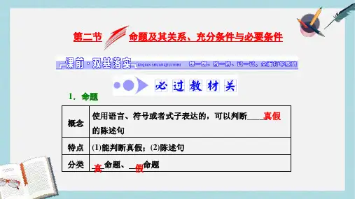 高考数学大一轮复习第一章集合与常用逻辑用语第二节命题及其关系充分条件与必要条件课件文
