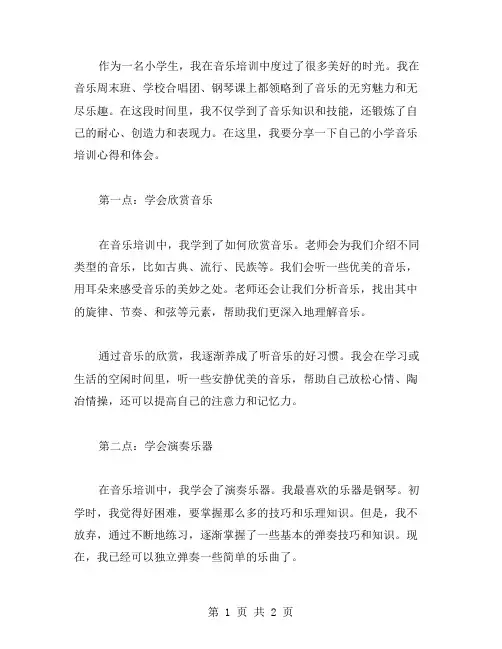 小学音乐培训心得体会范文