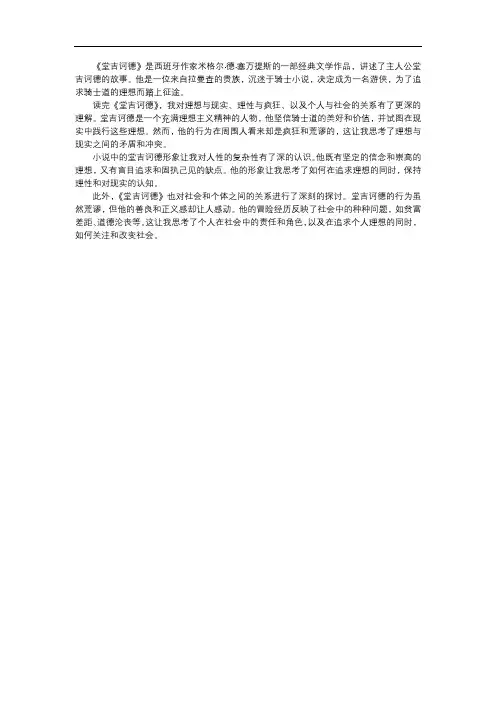 《堂吉诃德》读后感