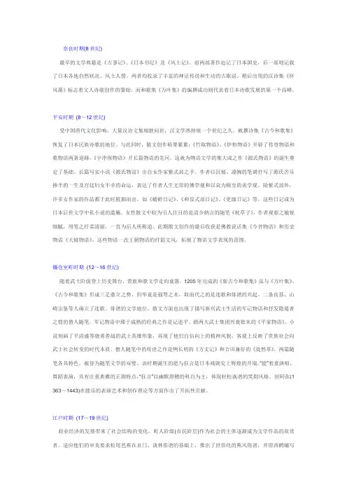 日本文学史资料