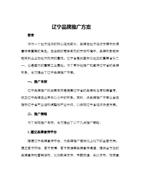 辽宁品牌推广方案
