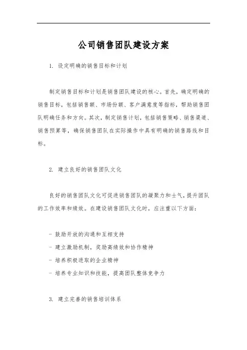 公司销售团队建设方案