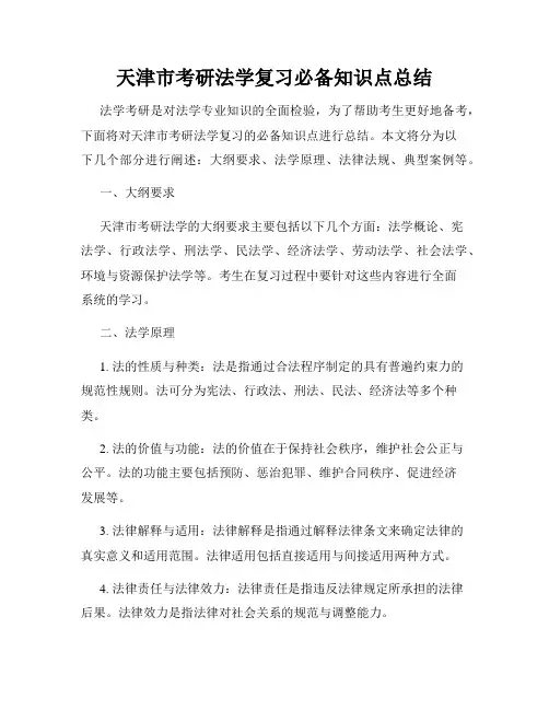 天津市考研法学复习必备知识点总结