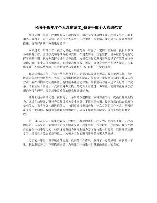 税务干部年度个人总结范文_领导干部个人总结范文