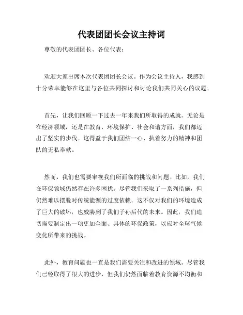 代表团团长会议主持词