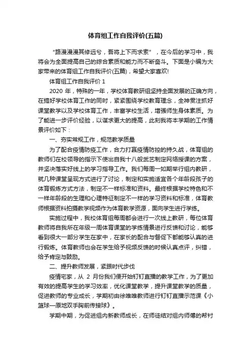 体育组工作自我评价（五篇）