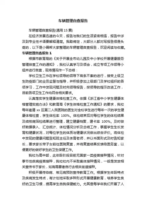 车辆管理自查报告