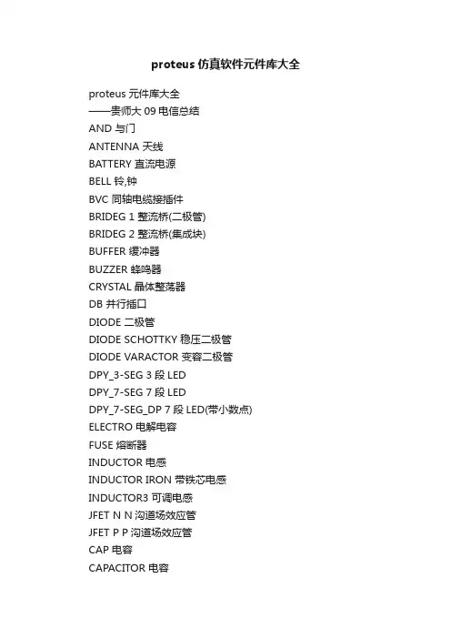 proteus仿真软件元件库大全