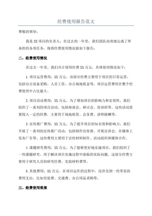 经费使用报告范文