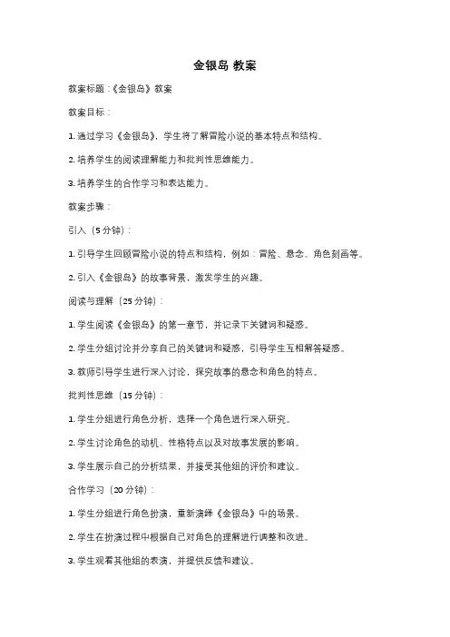 金银岛 教案
