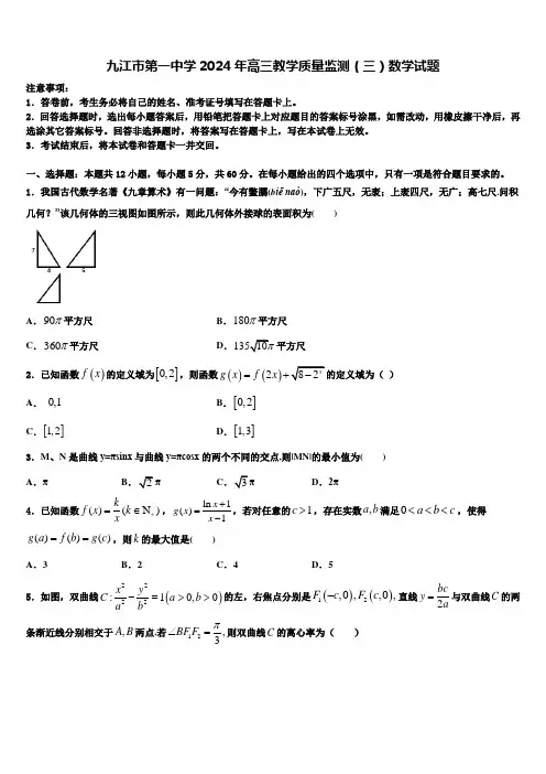 九江市第一中学2024年高三教学质量监测(三)数学试题
