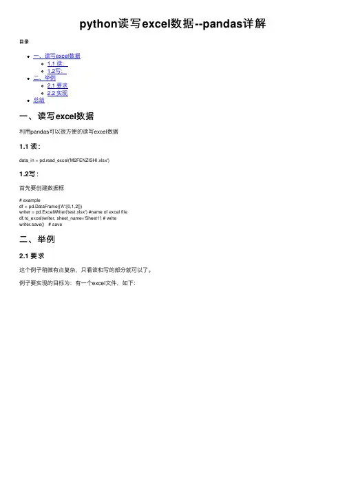 python读写excel数据--pandas详解