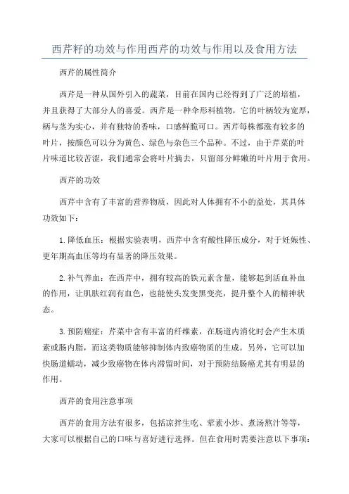 西芹籽的功效与作用西芹的功效与作用以及食用方法