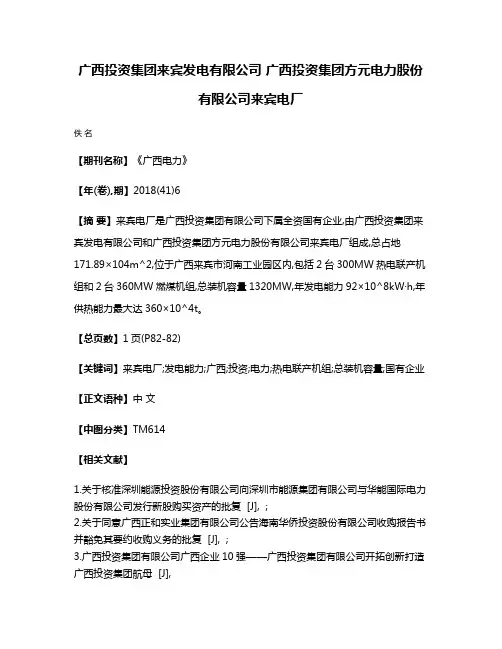 广西投资集团来宾发电有限公司 广西投资集团方元电力股份有限公司来宾电厂