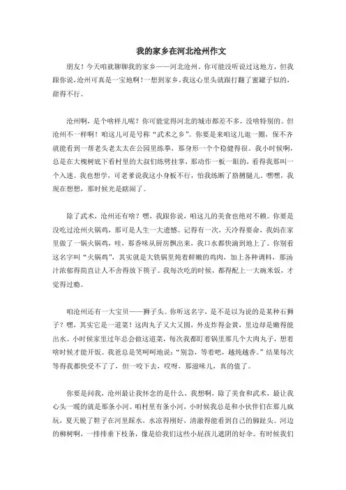 我的家乡在河北沧州作文