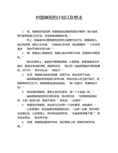 对国旗班的计划以及想法